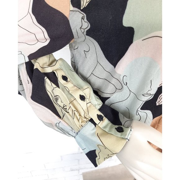 Zara Crop Blouse with Abstract Women Print - Picture 3 of 7